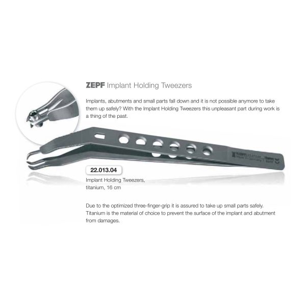 Implant Holding Tweezers, Titanium, 16 cm — Helmut Zepf