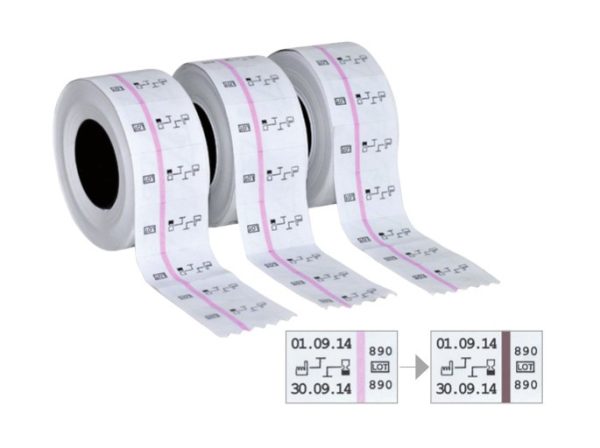 Rotolo etichette a 2 linee con indicatore di sterilizzazione, 3 pz. — Printex Medical