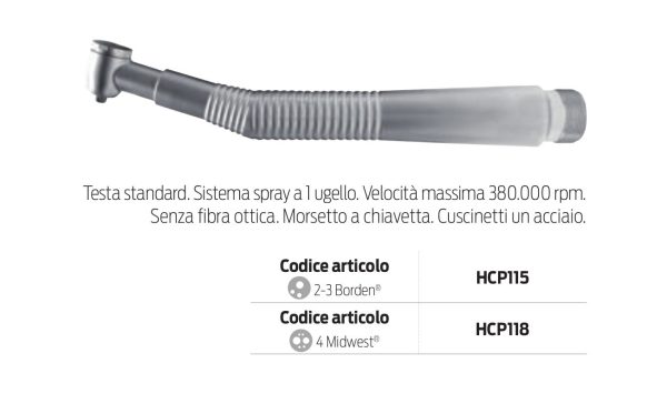 Turbina cieca standard, friction grip, morsetto a chiavetta — Tecnomed Italia