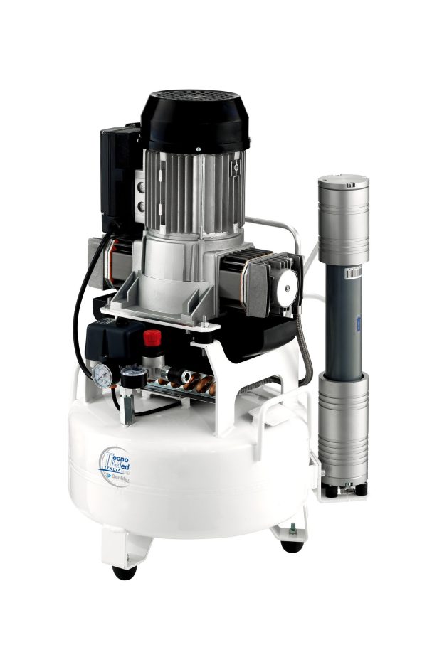Compressore a secco TEC3-24, 24lt, 140lt/min, filtro ster, per 2 riuniti — Tecnomed Italia