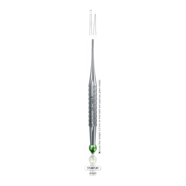 Lussatore per denti anteriori e arcata superiore, 2.5 mm, verde (X-Luxa-Tool 1) — Helmut Zepf