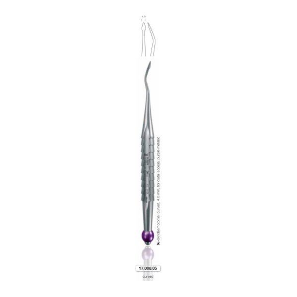 Sindesmotomo per accesso distale, 4.0 mm, ricurvo, viola (X-Syndesmotome 5) — Helmut Zepf