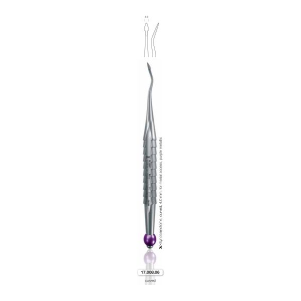 Sindesmotomo per accesso mesiale, 4.0 mm, ricurvo, viola (X-Syndesmotome 6) — Helmut Zepf