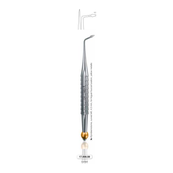 Sindesmotomo per lussazione linguale, 4.0 mm, curva sx, giallo (X-Syndesmotome 8) — Helmut Zepf