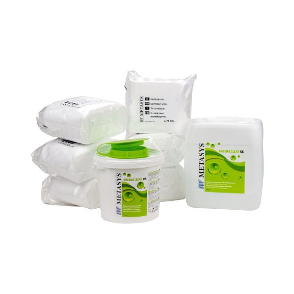 Green & Clean MK, Dispenser 70 Salviette, 6 X 70 Salviette e Tanica 5 litri SK — Metasys
