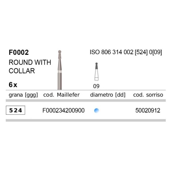 Frese F0002, Round with Collar, 6pz — Dentsply Maillefer